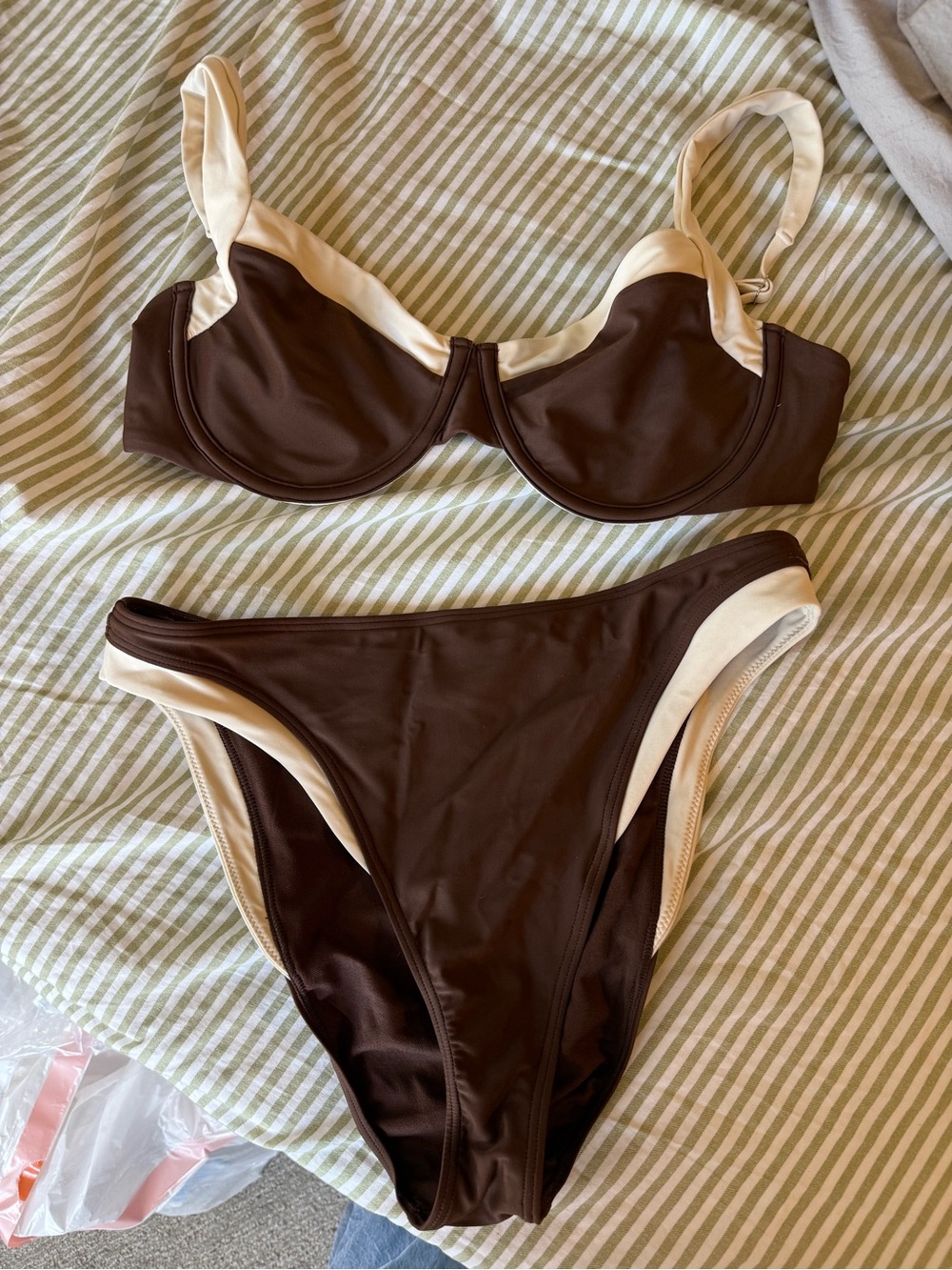 Abercrombie & Fitch Brown and Cream Contrast Bikini